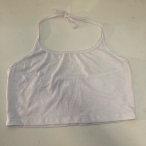 Medium White Cropped Halter Top